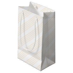 Beige en witte vijf strips klein cadeauzakje