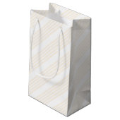 Beige en witte vijf strips klein cadeauzakje (Achterkant Gekanteld)