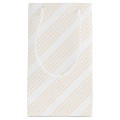 Beige en witte vijf strips klein cadeauzakje (Voorkant)