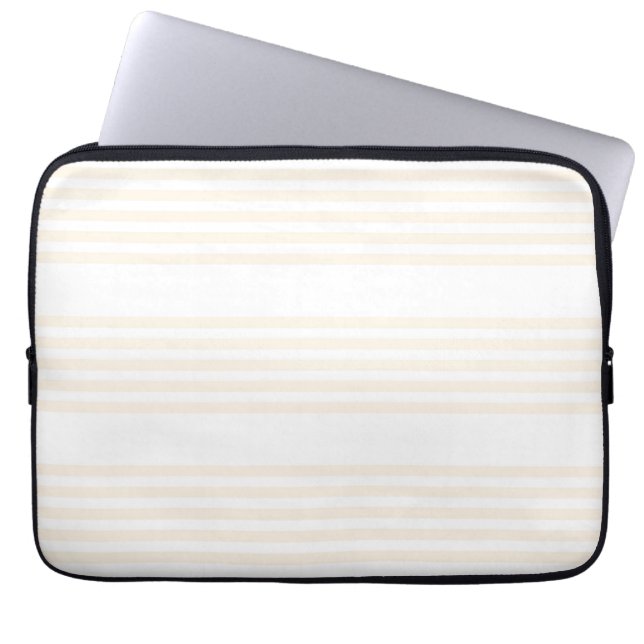 Beige en witte vijf strips laptop sleeve (Voorkant)