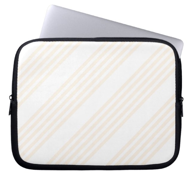 Beige en witte vijf strips laptop sleeve (Voorkant)