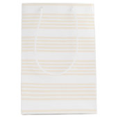 Beige en witte vijf strips medium cadeauzakje (Voorkant)