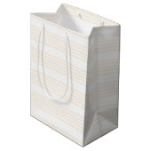 Beige en witte vijf strips medium cadeauzakje (Achterkant Gekanteld)