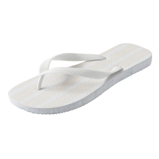 Beige en witte vijf strips teenslippers (Schuin)