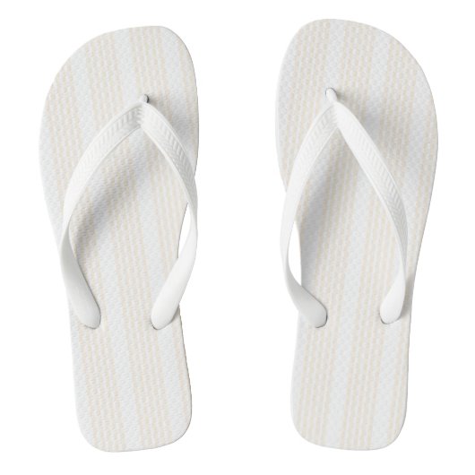 Beige en witte vijf strips teenslippers (Voetbed)