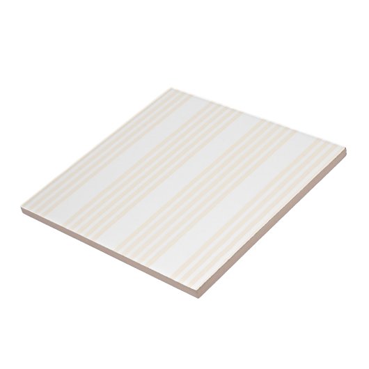 Beige en witte vijf strips tegeltje (Zijkant)