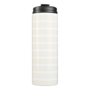 Beige en witte vijf strips thermosbeker