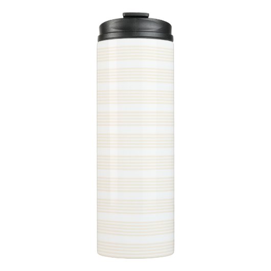 Beige en witte vijf strips thermosbeker (Voorkant)