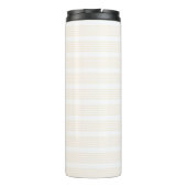 Beige en witte vijf strips thermosbeker (Achterkant)