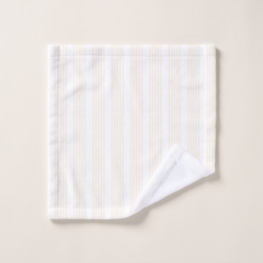 Beige en witte vijf strips washandje (Wasdoekje)