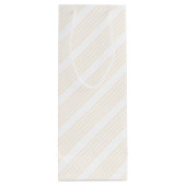 Beige en witte vijf strips wijn cadeautas (Achterkant)