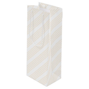 Beige en witte vijf strips wijn cadeautas