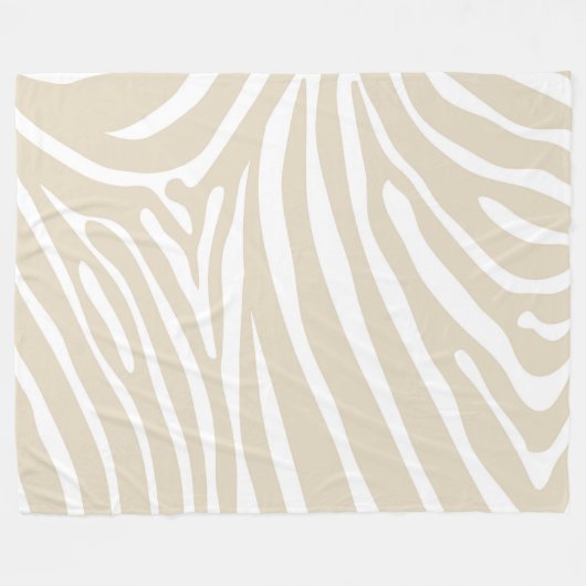 Beige en witte zebra print fleece deken (Voorkant (Horizontaal))