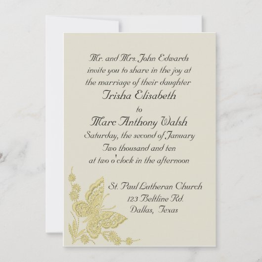Beige en Yellow Wedding Invitation Kaart (Voorkant)