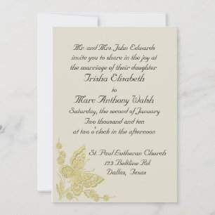 Beige en Yellow Wedding Invitation Kaart