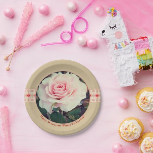 Beige en zacht roze papieren bordje (Feest)