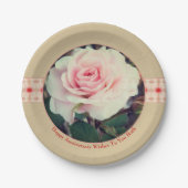 Beige en zacht roze papieren bordje (Voorkant)