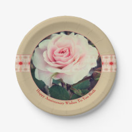 Beige en zachte roze papieren bordje