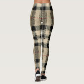 Beige en zwart geruite designer look Leggings (Achterkant)