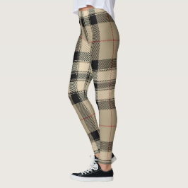 Beige en zwart geruite designer look Leggings