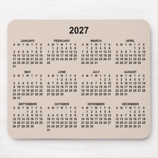 Beige en Zwarte 2027 Agenda Muismat (Voorkant)