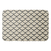 Beige en zwarte abstract art-deco bloemen badmat (Voorkant)