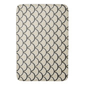 Beige en zwarte abstract art-deco bloemen badmat (Voorkant Verticaal)
