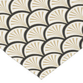 Beige en zwarte abstract art-deco bloemen korte tafelloper (Hoek)
