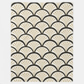 Beige en zwarte art-deco florae patroon fleece deken (Voorkant)