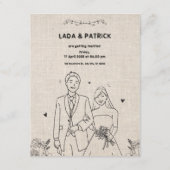 Beige en Zwarte  Bloemen Rustieke Huwelijk Invi Informatiekaartje (Voorkant)