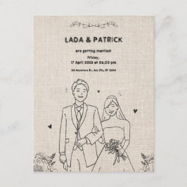 Beige en Zwarte  Bloemen Rustieke Huwelijk Invi Informatiekaartje