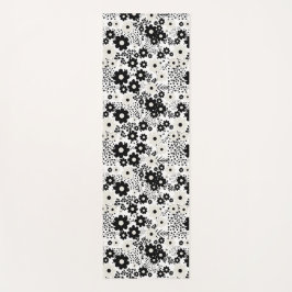 Beige en zwarte bloemen yogamat
