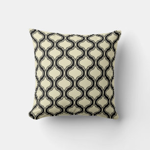 Beige en zwarte geometrische patroon kussen