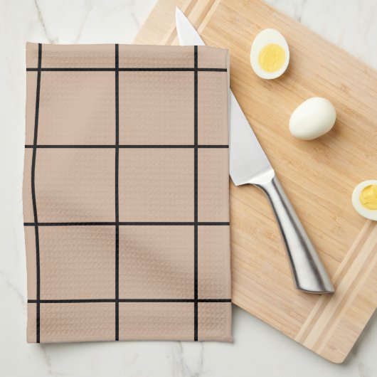 Beige en zwarte keukenhanddoeken (Quarter Fold)