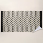 Beige en zwarte kunstdeco abstracte bloemen patroo strandlaken (Voorkant)