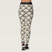 Beige en zwarte kunstdecobloemen leggings (Achterkant)