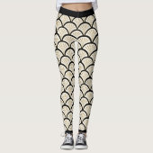 Beige en zwarte kunstdecobloemen leggings (Voorkant)