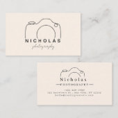 Beige en zwarte minimalistische fotografie visitekaartje (Voorkant / Achterkant)