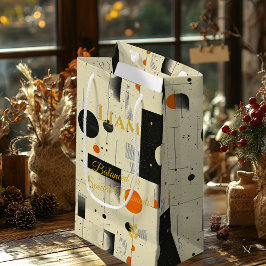 Beige en zwarte moderne geometrische balanskunst klein cadeauzakje