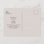 Beige en Zwarte Monogram sparen de Datum Weddensch Briefkaart (Achterkant)