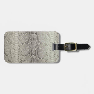 Beige en zwarte snakeskin-printer bagagelabel