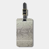 Beige en zwarte snakeskin-printer bagagelabel (Voorkant verticaal)