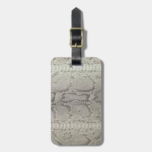 Beige en zwarte snakeskin-printer bagagelabel (Voorkant verticaal)