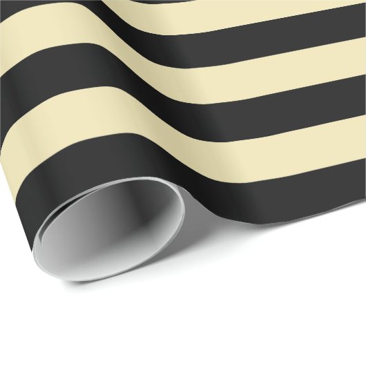 Beige en zwarte strepen cadeaupapier (Rol Hoek)