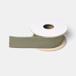 Beige en zwarte strepen satijnen lint