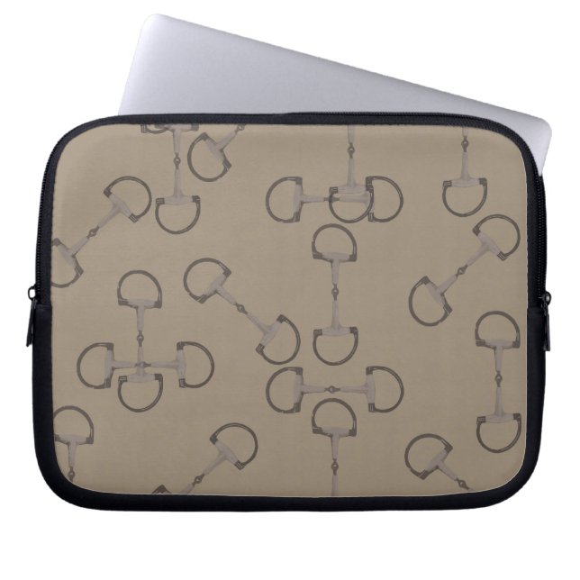 Beige Equestrian Horse Bits Laptop Sleeve (Voorkant)