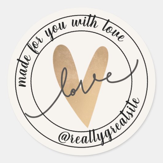 Beige esthetisch goud gemaakt met Love Circle Stic Ronde Sticker (Voorkant)