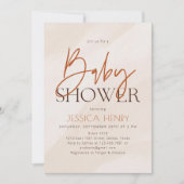 Beige esthetisch modern Baby shower Kaart (Voorkant)