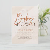 Beige esthetisch modern Baby shower Kaart (Staand voorkant)