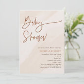 Beige esthetisch modern Baby shower Kaart (Staand voorkant)